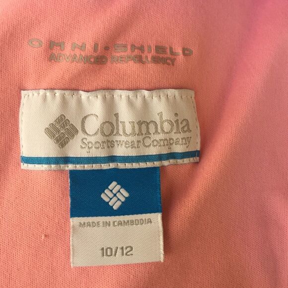 Columbia Pink Windbreaker Hoodie Girls Size 10/12 Lightweight Zip Jacket - Picture 8 of 8